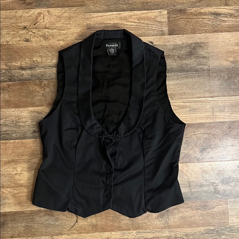 Women's Elegant Black Button-Down Vest